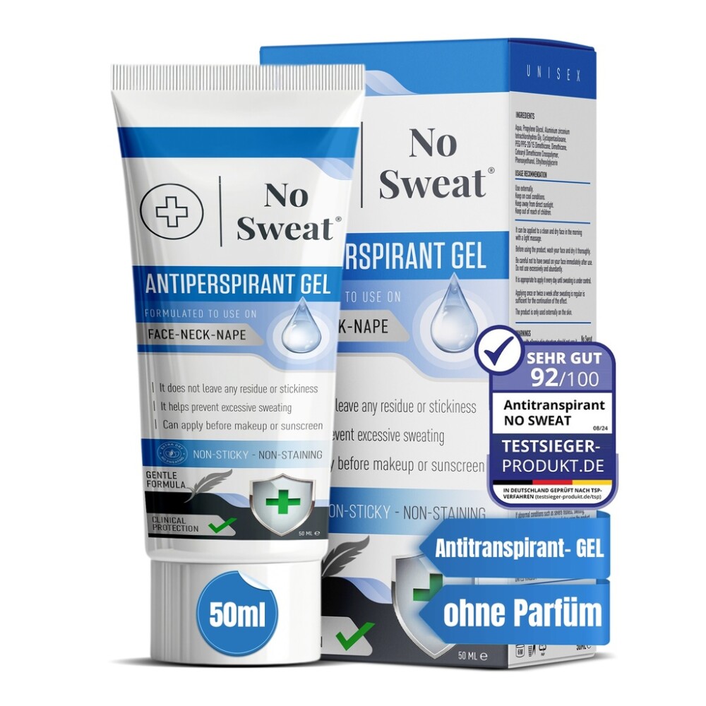 Antiperspirantový gel No Sweat 50 ml – účinný proti pocení na obličeji, krku a hrdle