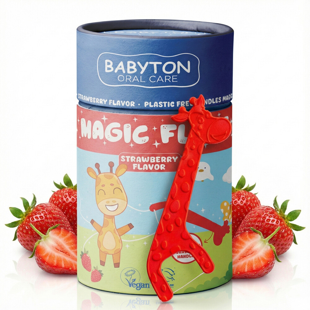 Babyton Magic Baby zubní nit – 30 šetrných nití, bez BPA a PVC