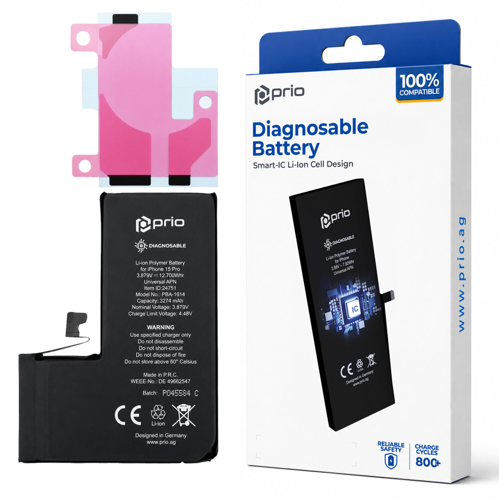 Baterie prio s funkcí diagnostiky pro iPhone 15 Pro