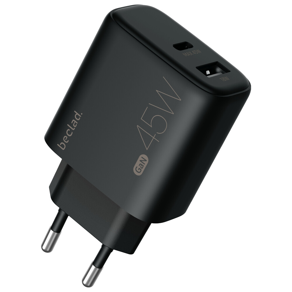 Beclad. 45W cestovní adaptér se 2 výstupy (C+A, max. 20 W) BE-PT745