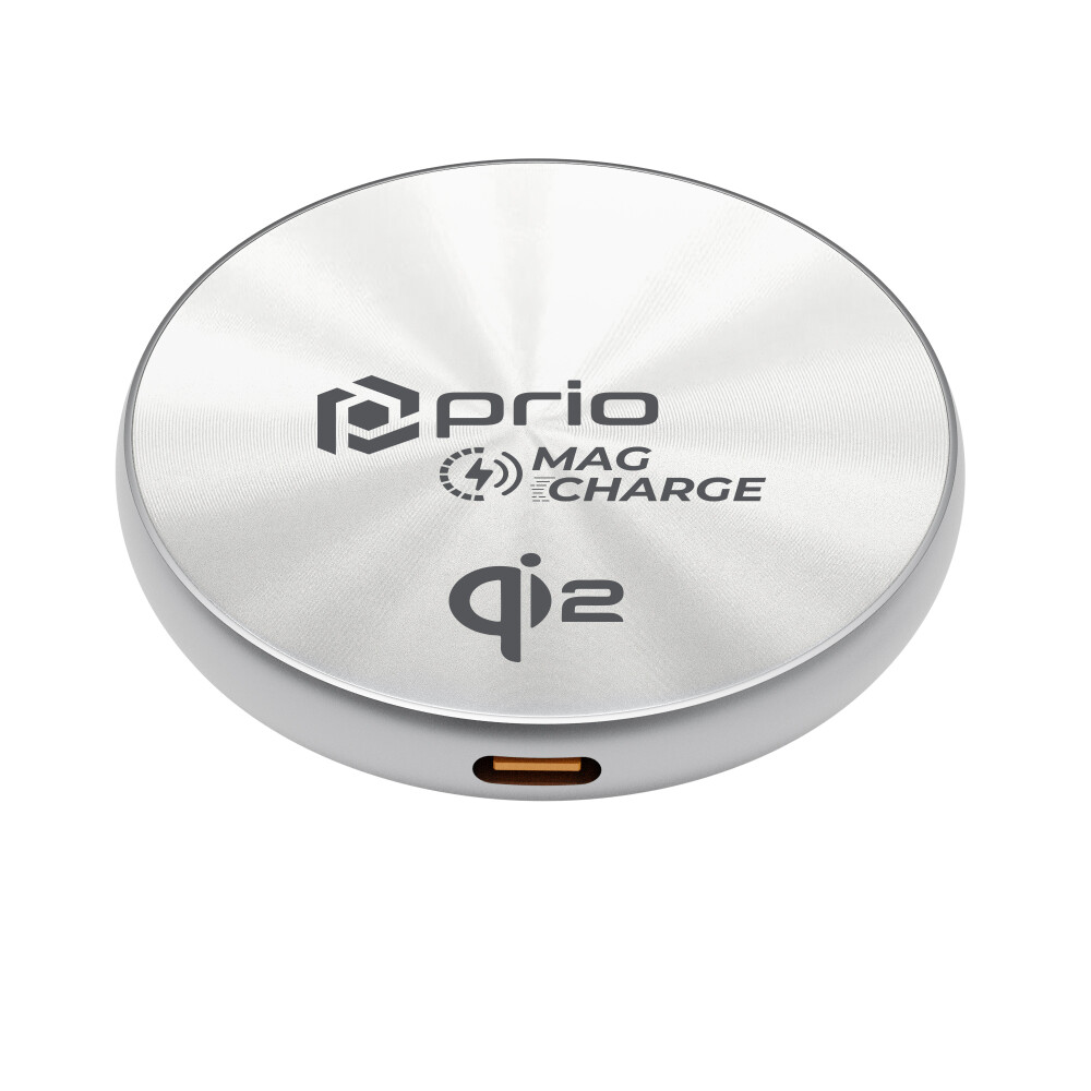 Bezkabelová nabíječka prio 15 W Qi2 MAG (USB-C), stříbrná