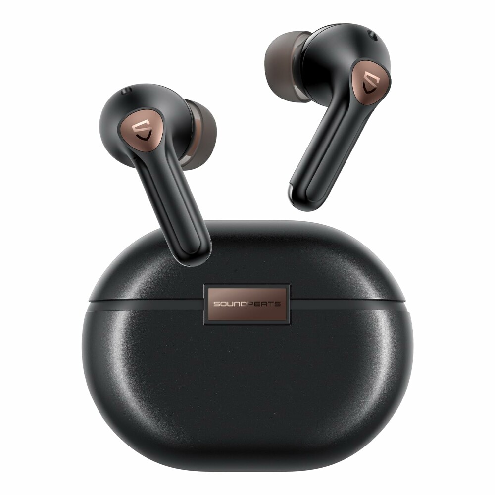 Bluetooth sluchátka SoundPEATS Air4 Pro TWS s aktivním potlačením hluku (ANC), technologií aptX a herním režimem – černá