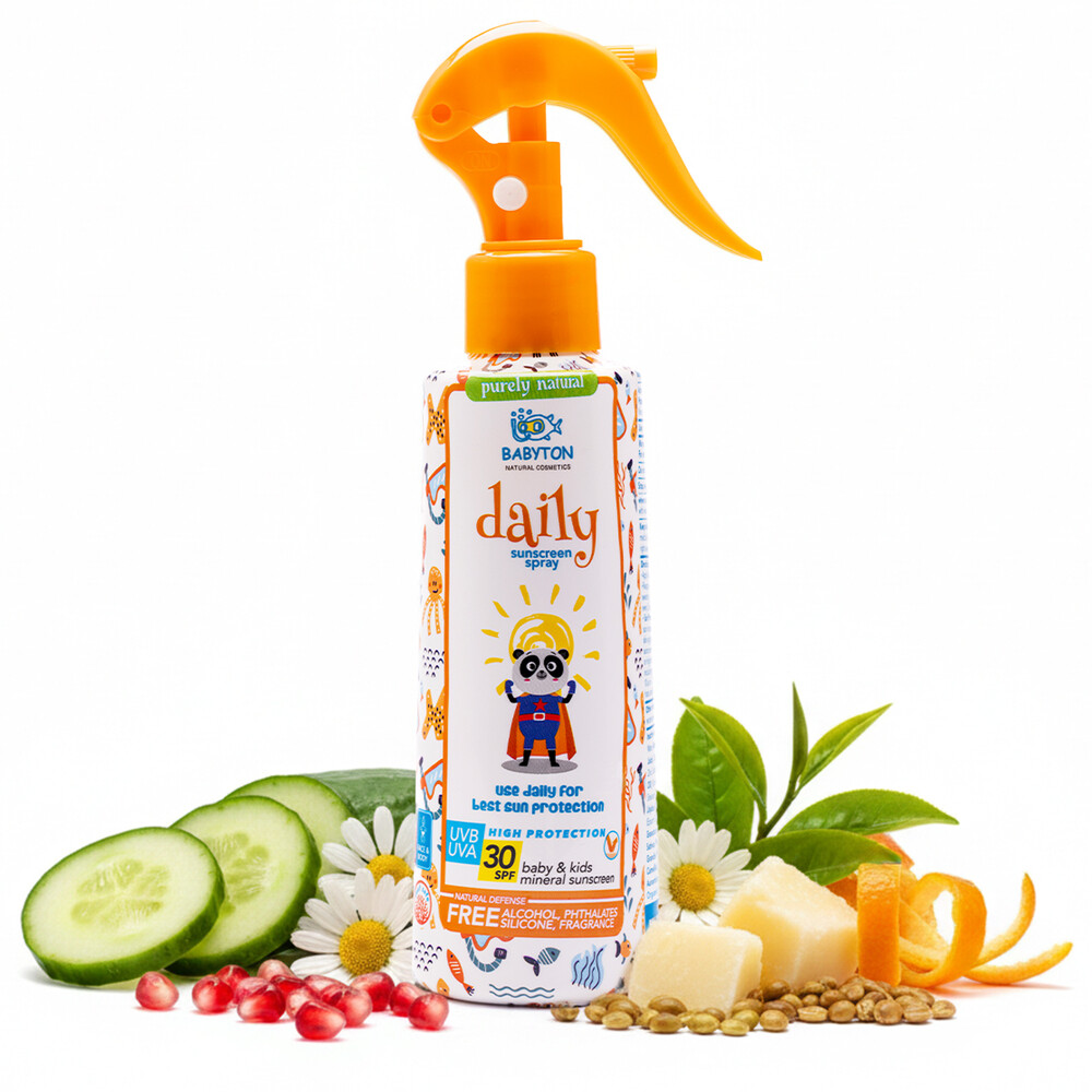 Dětský opalovací sprej Babyton SPF 30 | Voděodolný, přírodní a šetrný k pokožce miminek