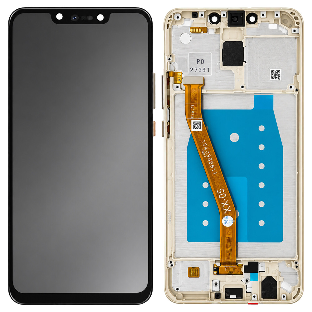 Displej + rámeček pro Huawei Mate 20 Lite v barvě platinové zlato, bez loga