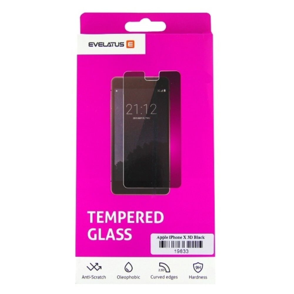 Evelatus 3D z tvrzeného skla pro iPhone XS Max, černé