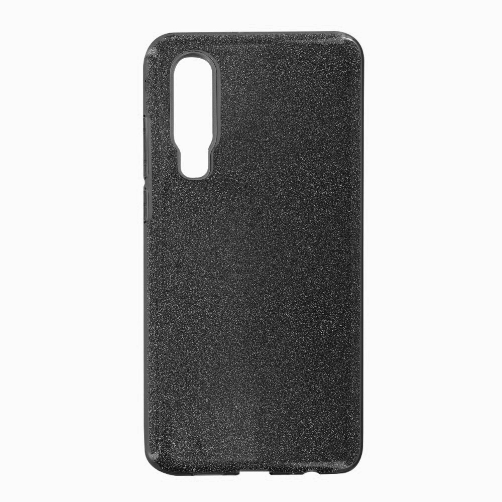 Křemíkové pouzdro s třpytkami pro Huawei P30, černé