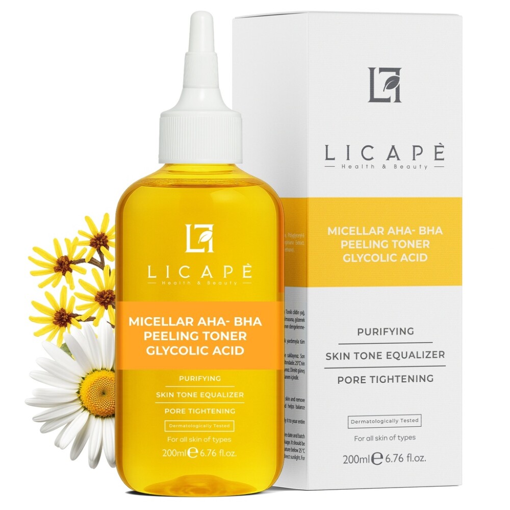 Licape® Tonikum na obličej s kyselinou glykolovou | 200 ml | Peeling s AHA a BHA