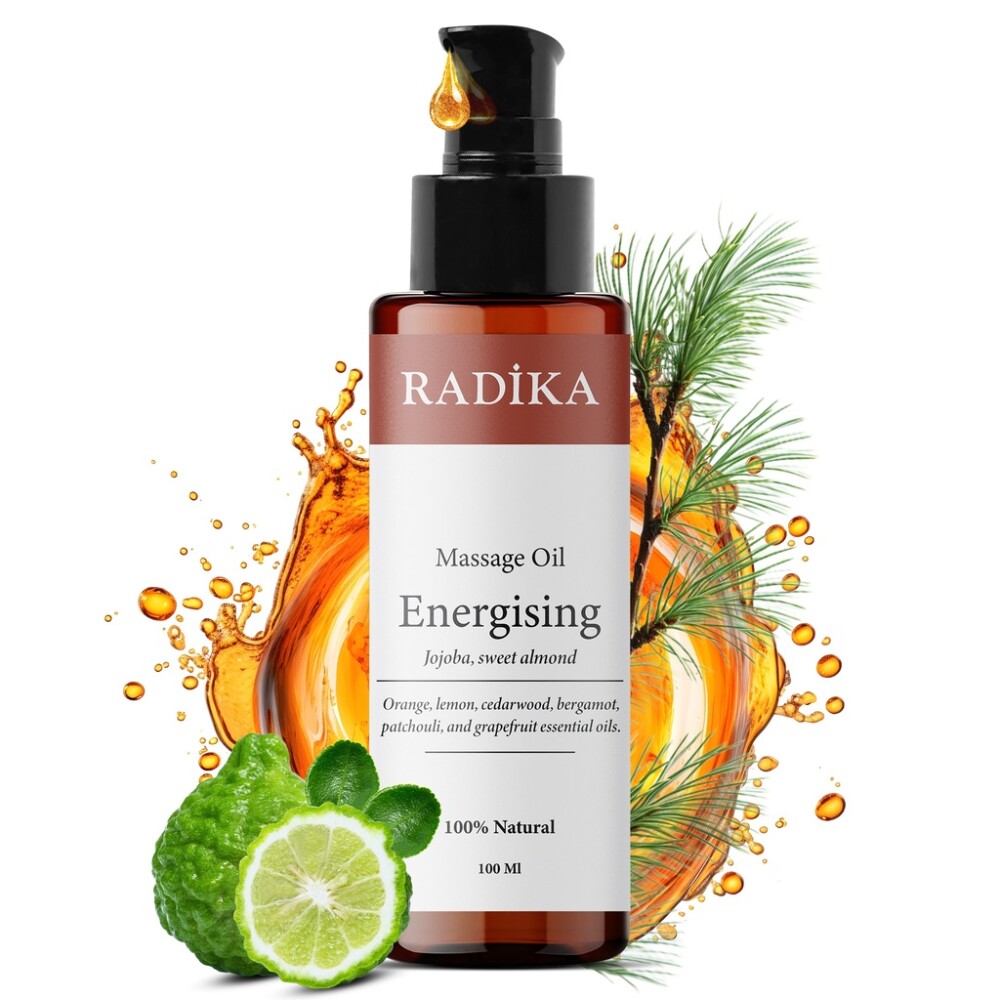Masážní olej, energizující masážní olej, 100 % čistý, bio, přírodní, 100 ml