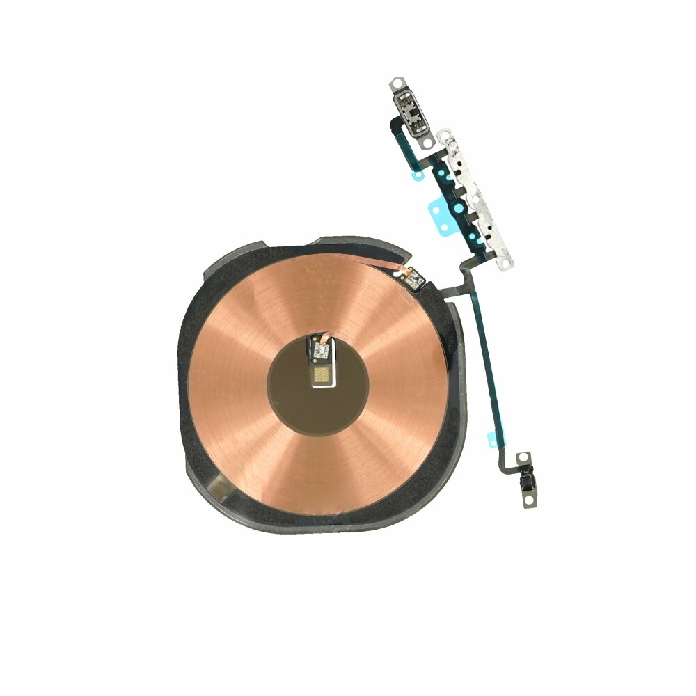 NFC/bezdrátová nabíjecí cívka + ohebný kabel s tlačítkem hlasitosti pro iPhone XS