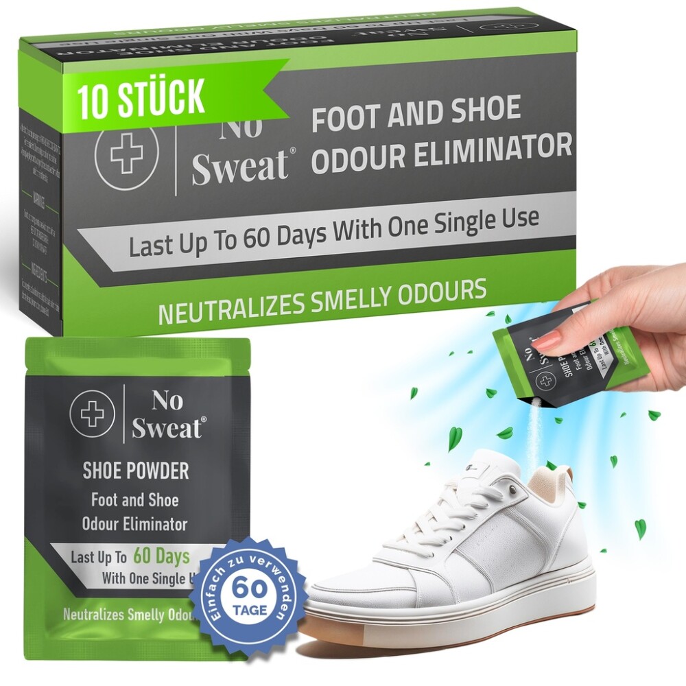 No Sweat® – prostředek proti zápachu z bot | Prášek | 10 kusů