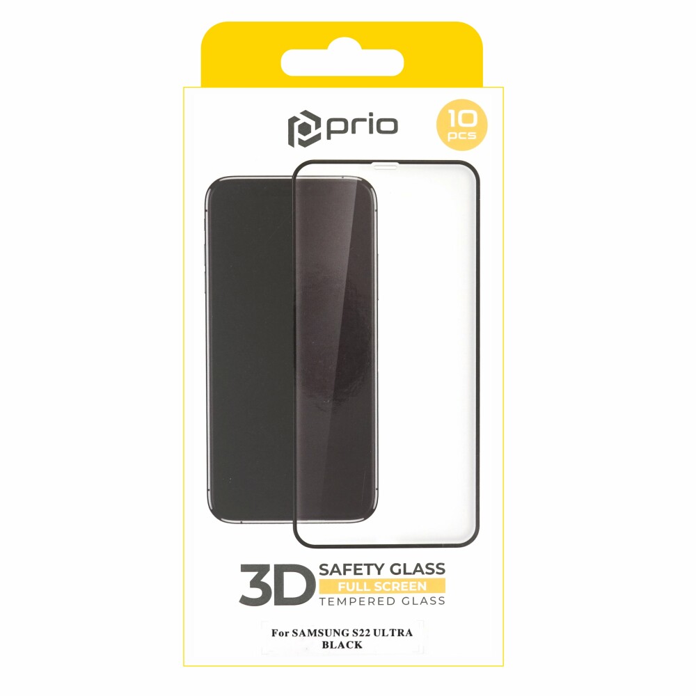 Ochranná fólie Prio 10x z tvrzeného skla 3D pro Samsung S22 Ultra, černá