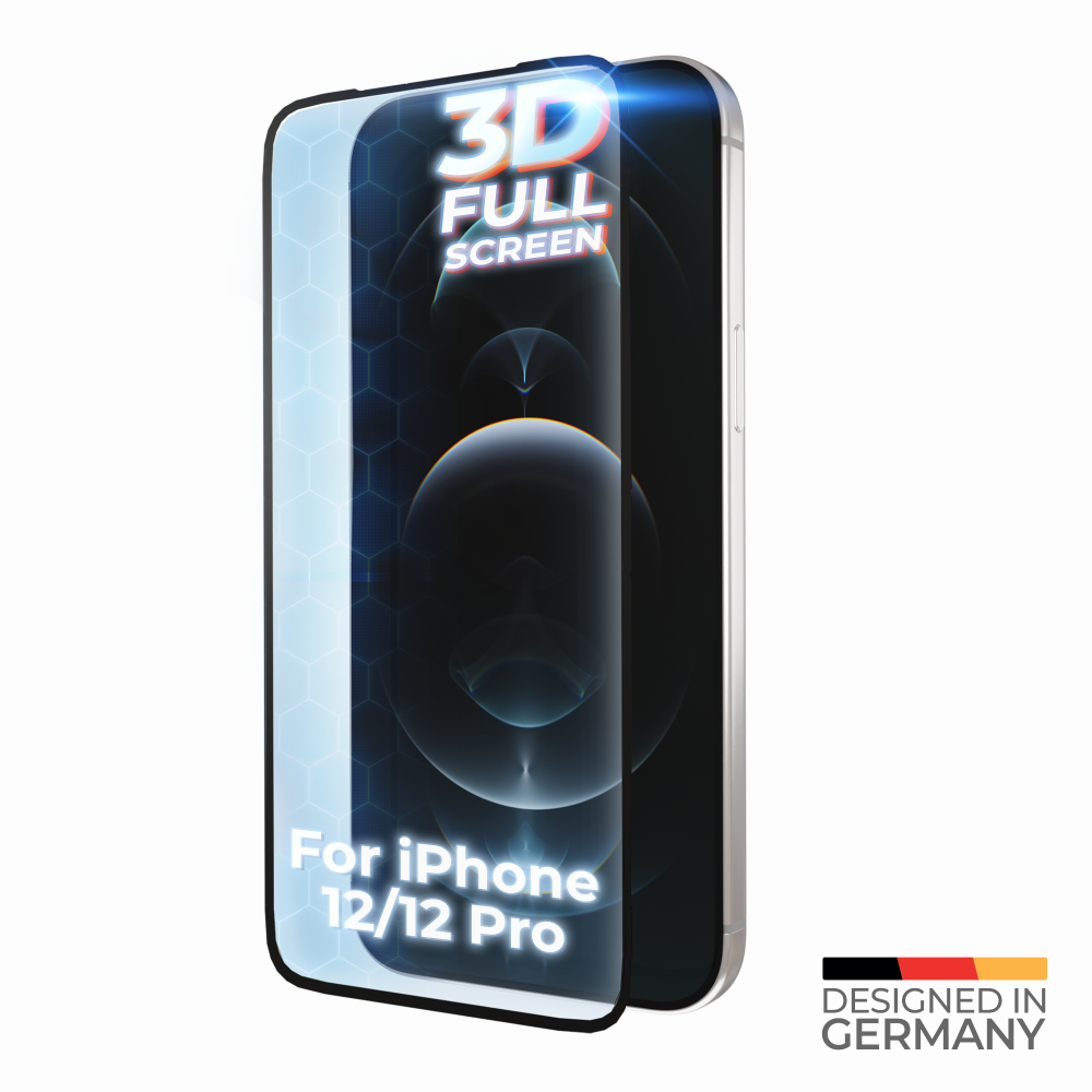 Ochranná fólie z tvrzeného skla prio 3D pro iPhone 12 / 12 Pro, černá