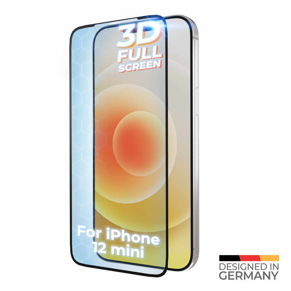 Ochranná fólie z tvrzeného skla prio 3D pro iPhone 12 mini, černá