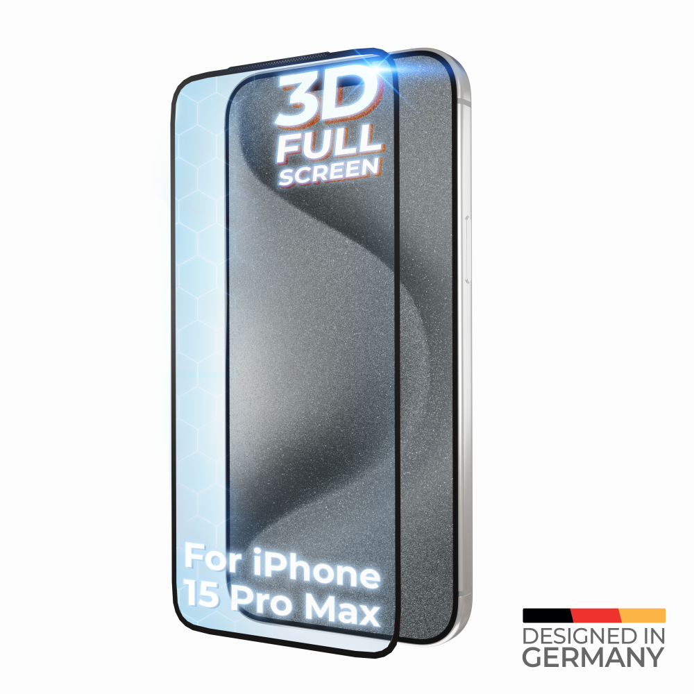 Ochranná fólie z tvrzeného skla prio 3D pro iPhone 15 Pro Max, černá