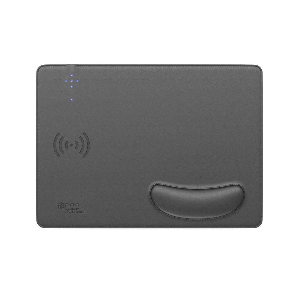 Podložka pod myš prio s rychlým bezdrátovým nabíjením 15 W (USB-C), šedá
