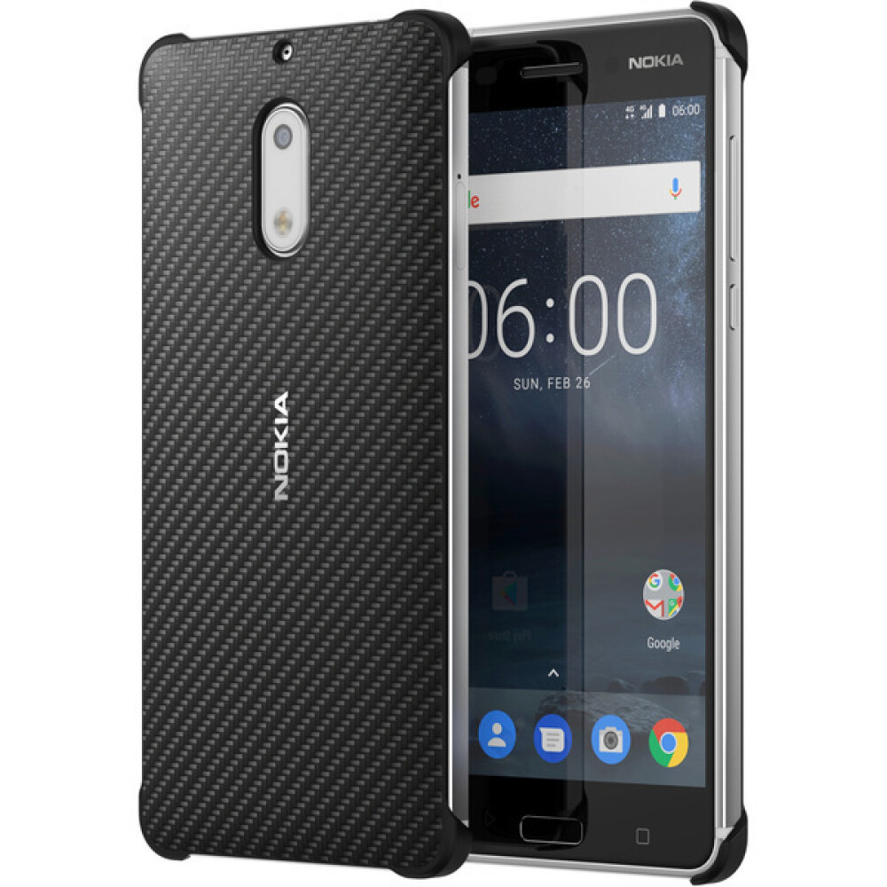 Pouzdro z uhlíkových vláken Nokia / kryt / Hülle CC-802 pro Nokia 6, černé