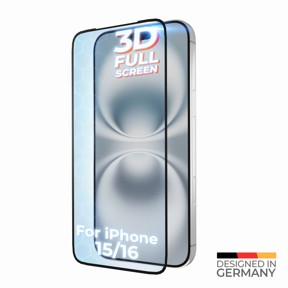 Prio 3D tvrzené sklo odolné proti nárazům pro iPhone 16/15 (6,1 palce), černé