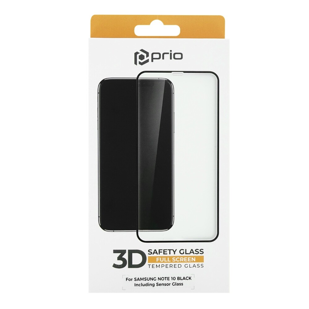 Prio 3D tvrzené sklo pro Samsung Note 10, s průhledným sklem pro senzory, černé