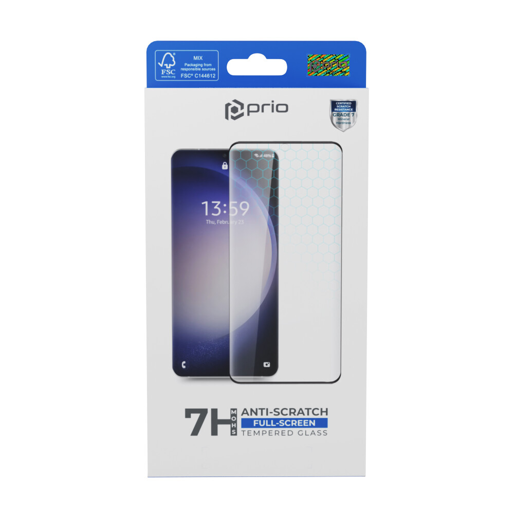 Prio 3D tvrzené sklo s ochranou proti poškrábání pro Samsung S24+, černé
