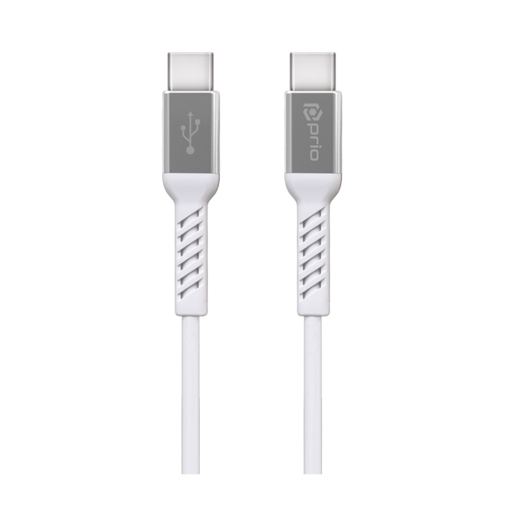 Prio nabíjecí a datový kabel USB-C na USB-C, 1,2 m, bílý