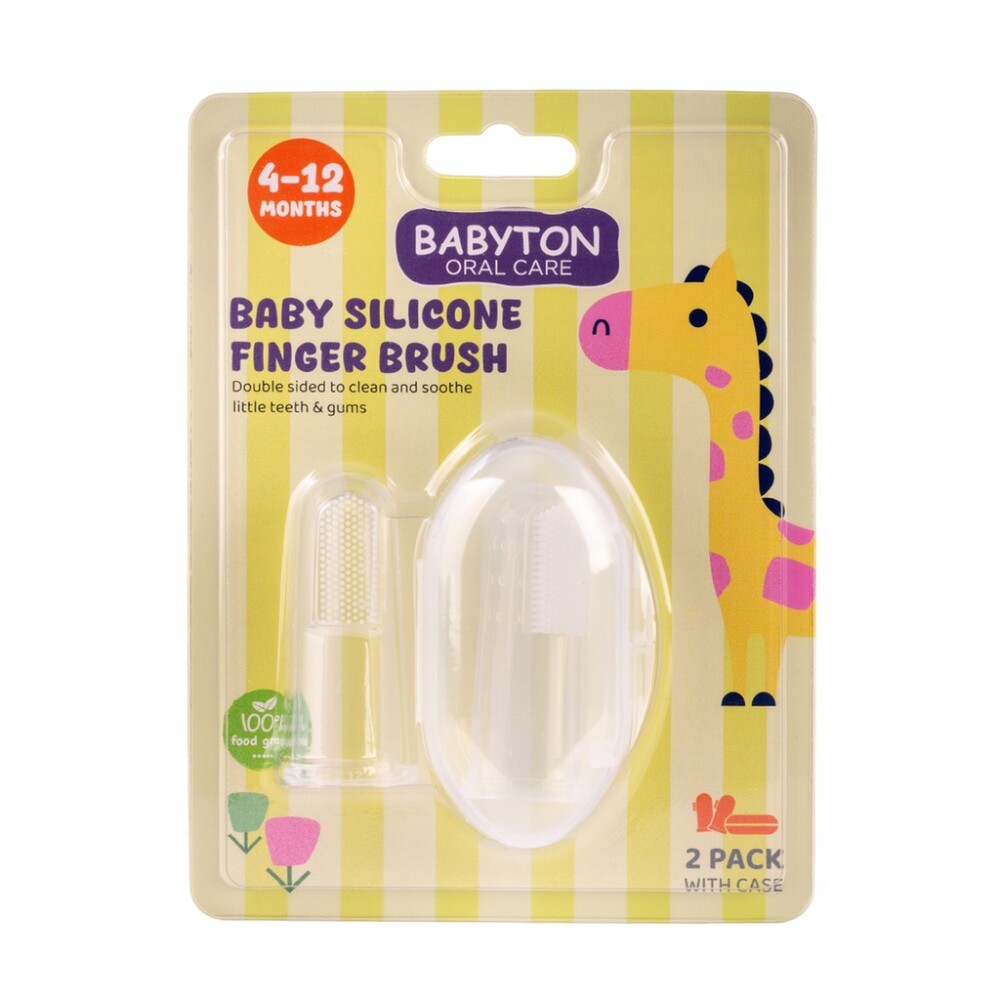 Silikonový prstový zubní kartáček Babyton pro kojence, oboustranný, bez BPA, měkký