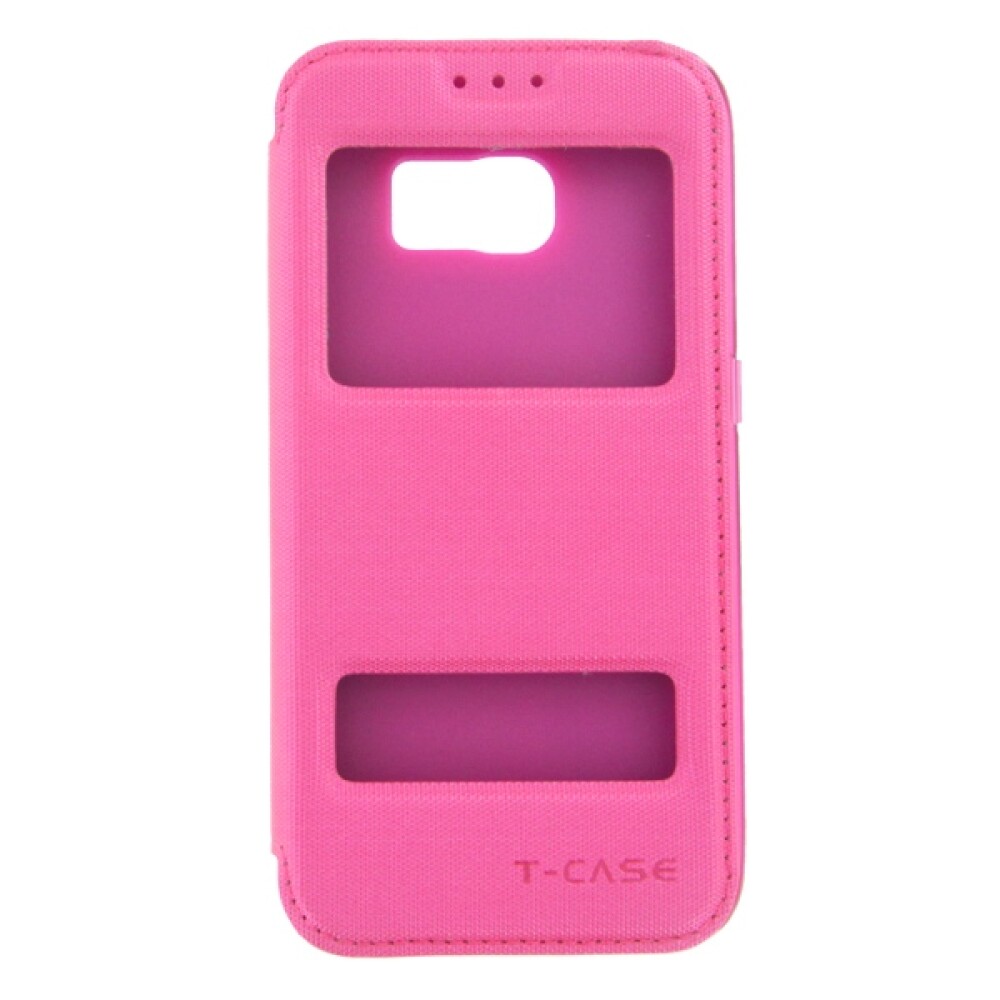 T-CASE Lux Magnet FlipCase pro Samsung S6 Edge, růžové