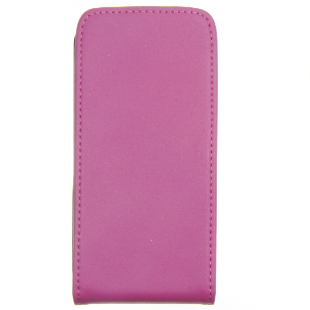 Tenké kožené pouzdro s klopou pro iPhone 4/4s v barvě zářivě růžové