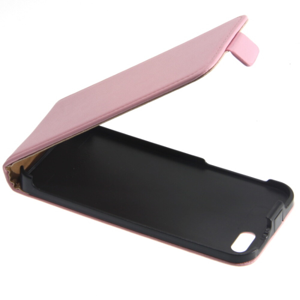 Tenké kožené pouzdro s klopou pro iPhone 5c, růžové