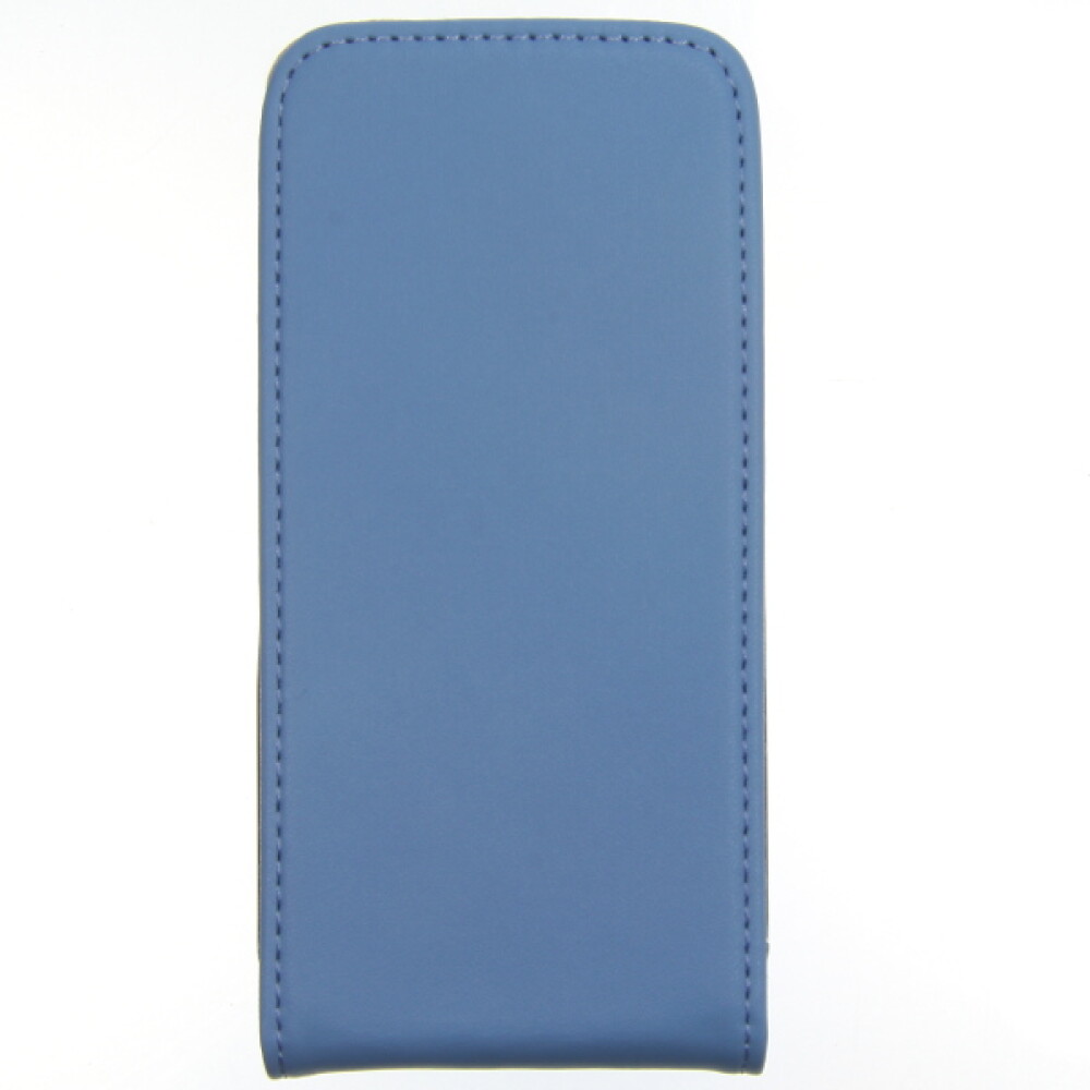 Tenké kožené pouzdro typu „flip“ pro iPhone 4/4s – modré