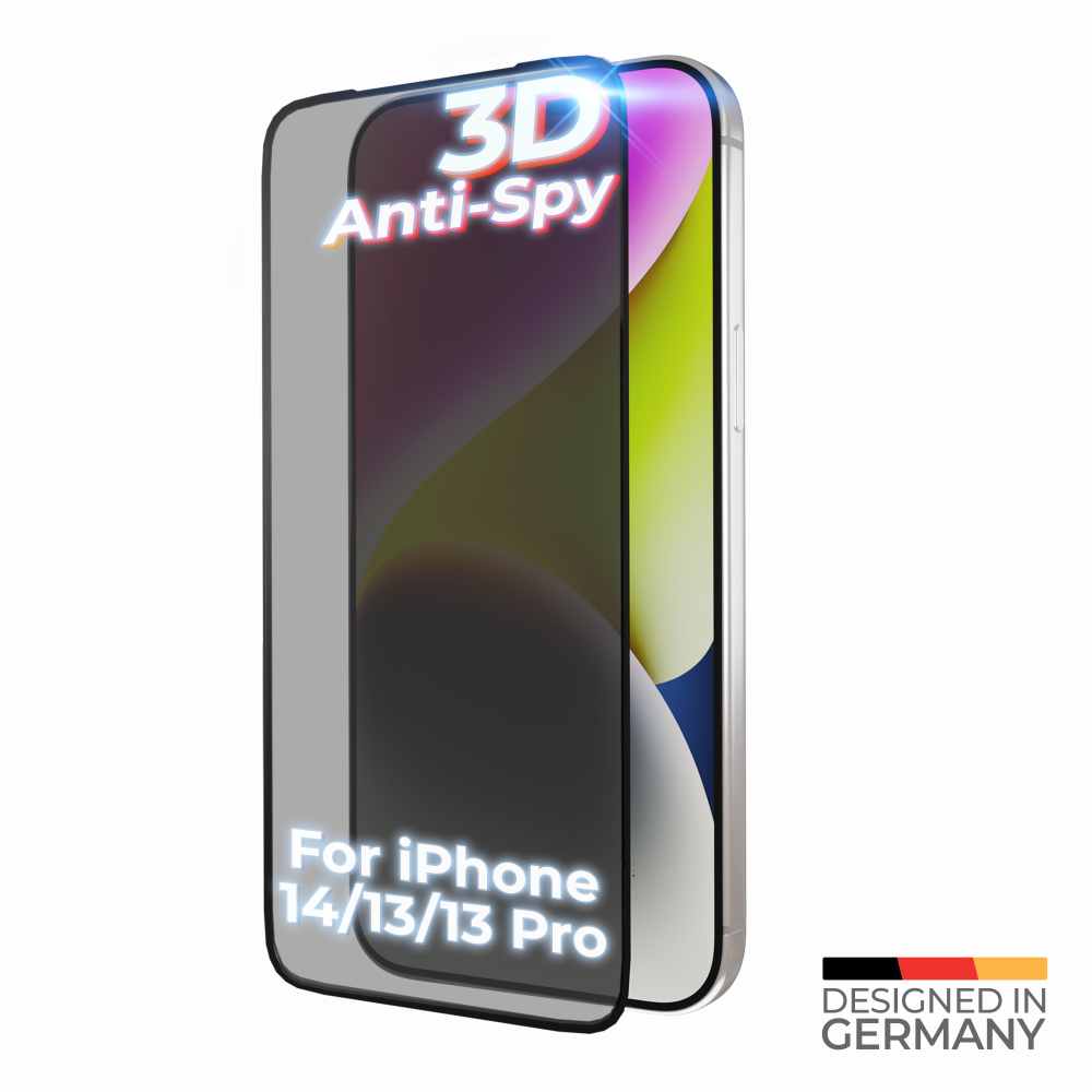 Tvrzené sklo prio 3D Anti-Spy pro iPhone 14/13/13 Pro, černé