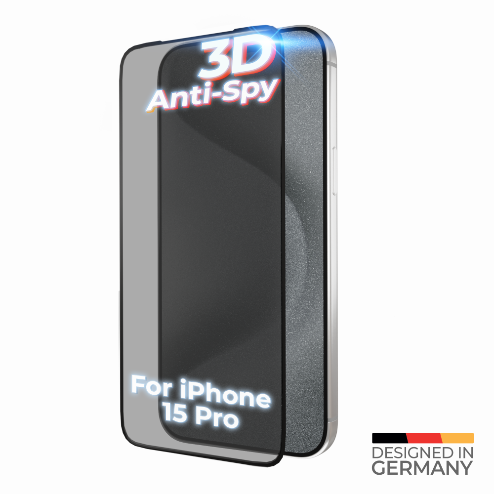 Tvrzené sklo prio 3D Anti-Spy pro iPhone 15 Pro (6,1 palce), černé