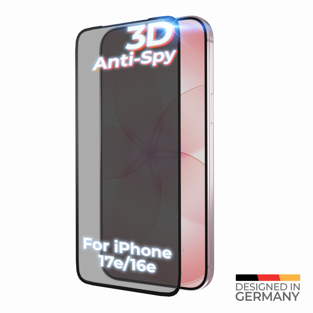Tvrzené sklo prio 3D Anti-Spy pro iPhone 17e/16e, černé