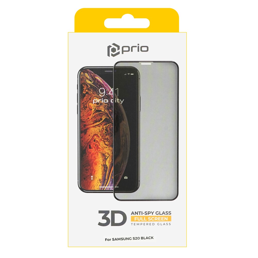 Tvrzené sklo prio 3D Anti-Spy pro Samsung S20/S20 5G, černé