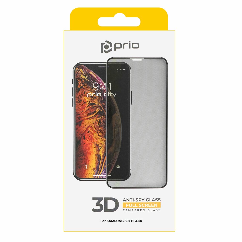 Tvrzené sklo Prio 3D Anti-Spy pro Samsung S9+, černé