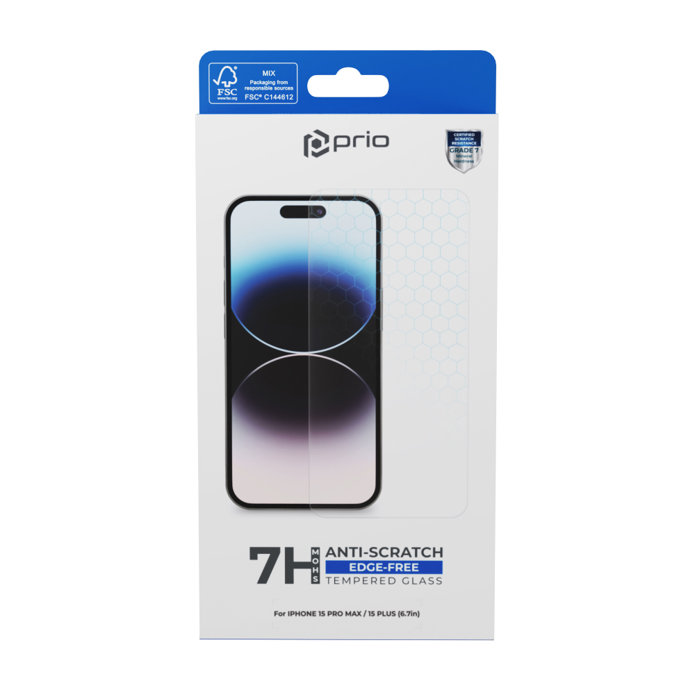 Tvrzené sklo prio s ochranou proti poškrábání pro iPhone 15 Pro Max / 15 Plus (6,7 palce), čiré