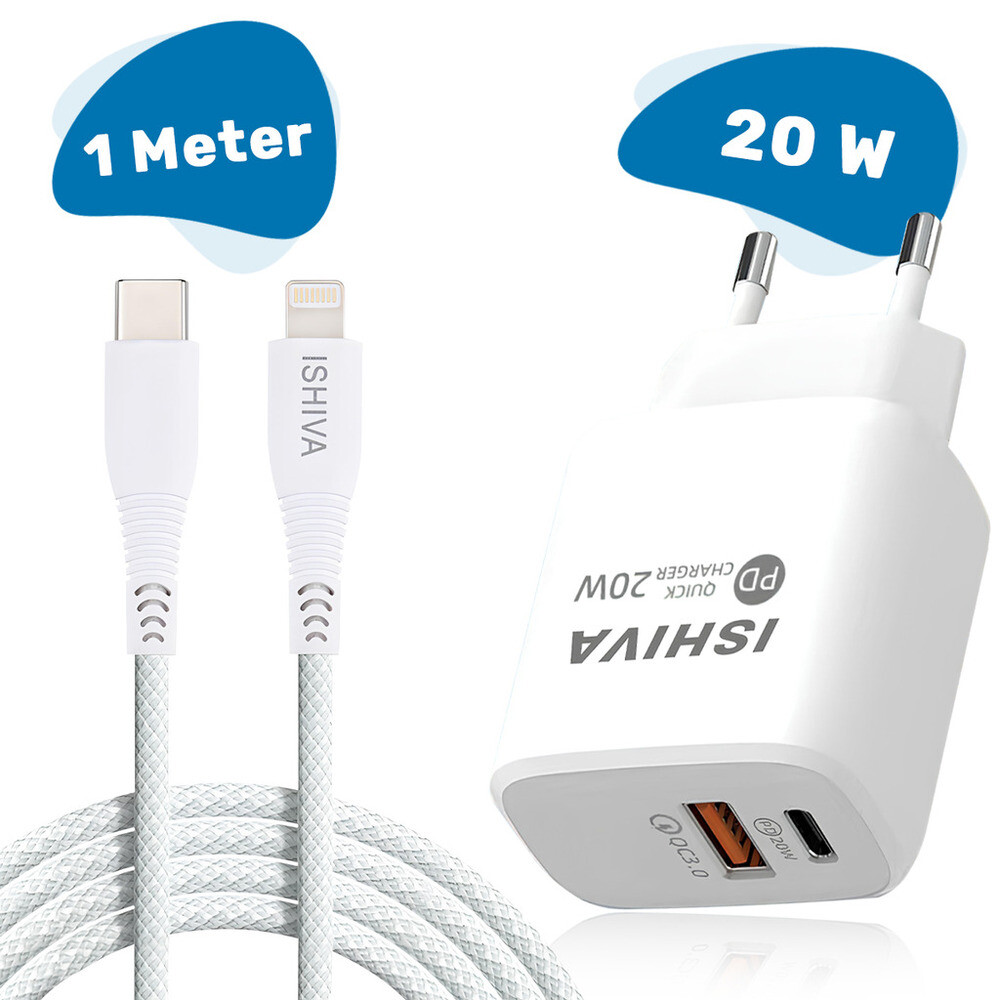 UFUZON Ishiva USB-C adaptér s nabíječkou – kabel USB-C na Lightning – 20 W