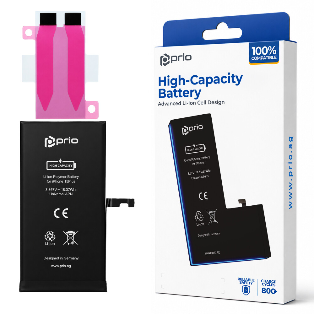 Vysokokapacitní baterie prio pro iPhone 15 Plus (4750 mAh) – univerzální APN –