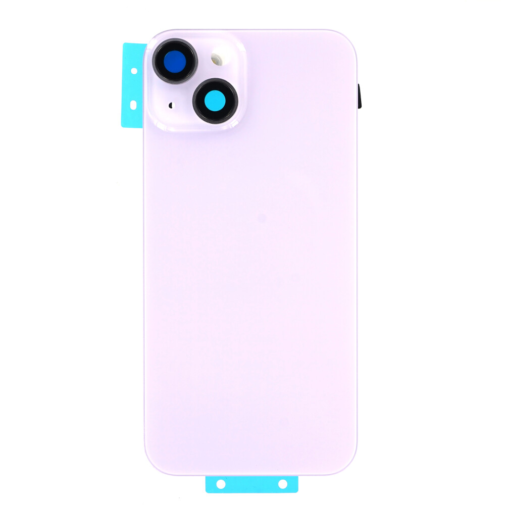 Zadní sklo + objektiv fotoaparátu + kovová deska + MagSafe + čip pro bezdrátové nabíjení + blesk pro iPhone 14 Plus, fialová (bez loga)