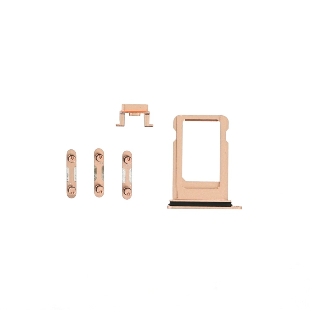 Zásobník na SIM kartu + tlačítka napájení, hlasitosti a ztlumení (5 ks/sada) pro iPhone 8, zlatá barva