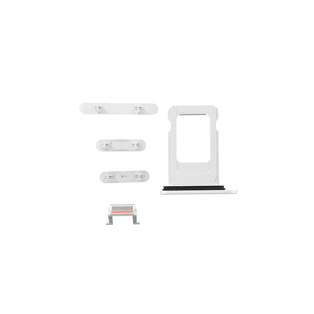 Zásobník na SIM kartu + tlačítka napájení, hlasitosti a ztlumení (5 ks/sada) pro iPhone XR, bílá