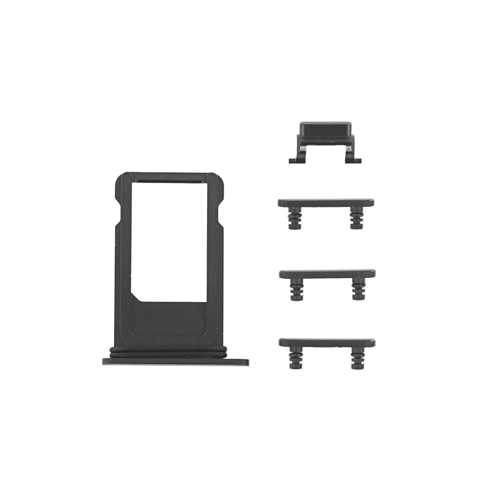 Zásobník na SIM kartu + tlačítka napájení, hlasitosti a ztlumení (sada 5 ks) pro iPhone SE (2020), černá