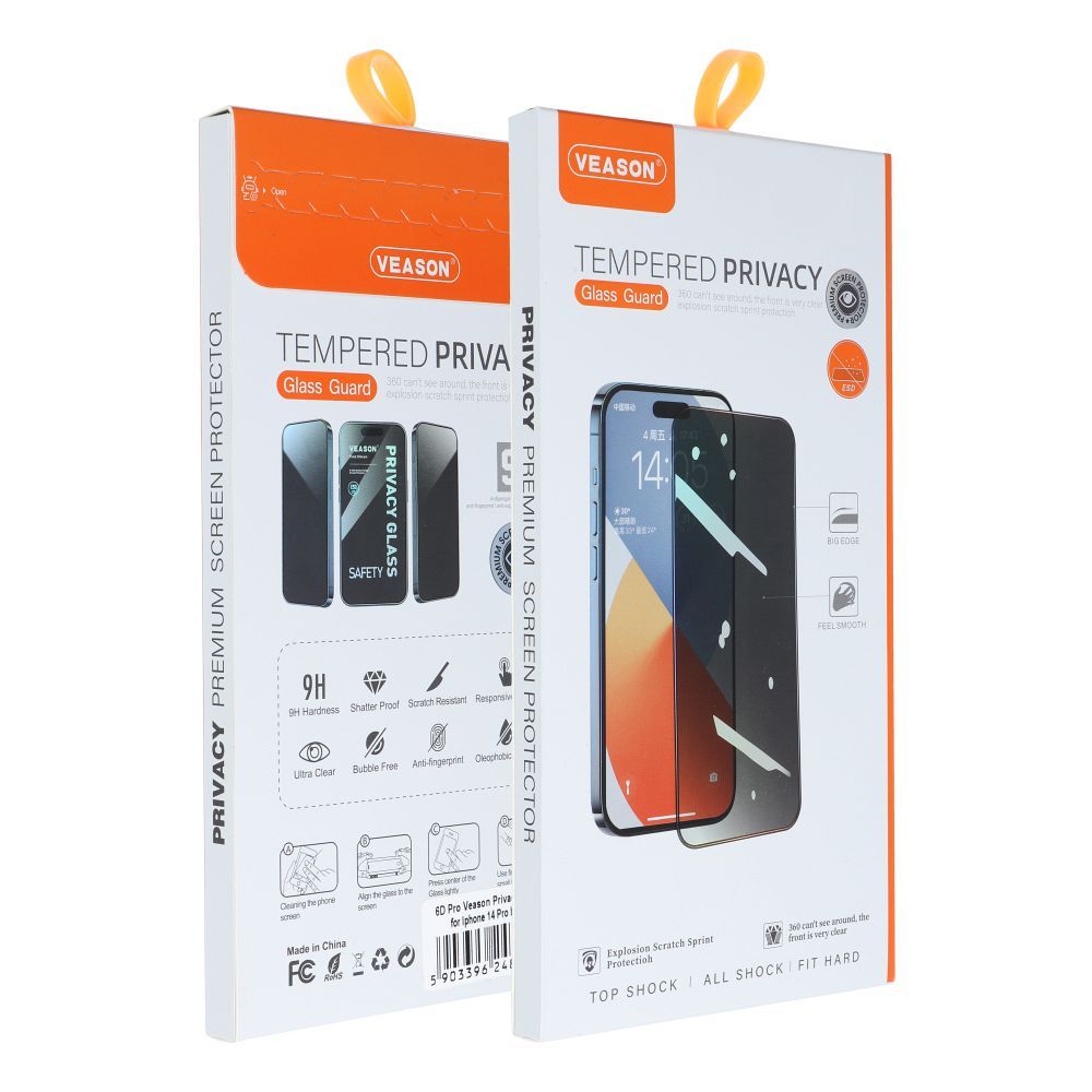 6D Veason Pro Privacy Glass – pro iPhone 13 / 16e / 17e (SE 4 2025), černé