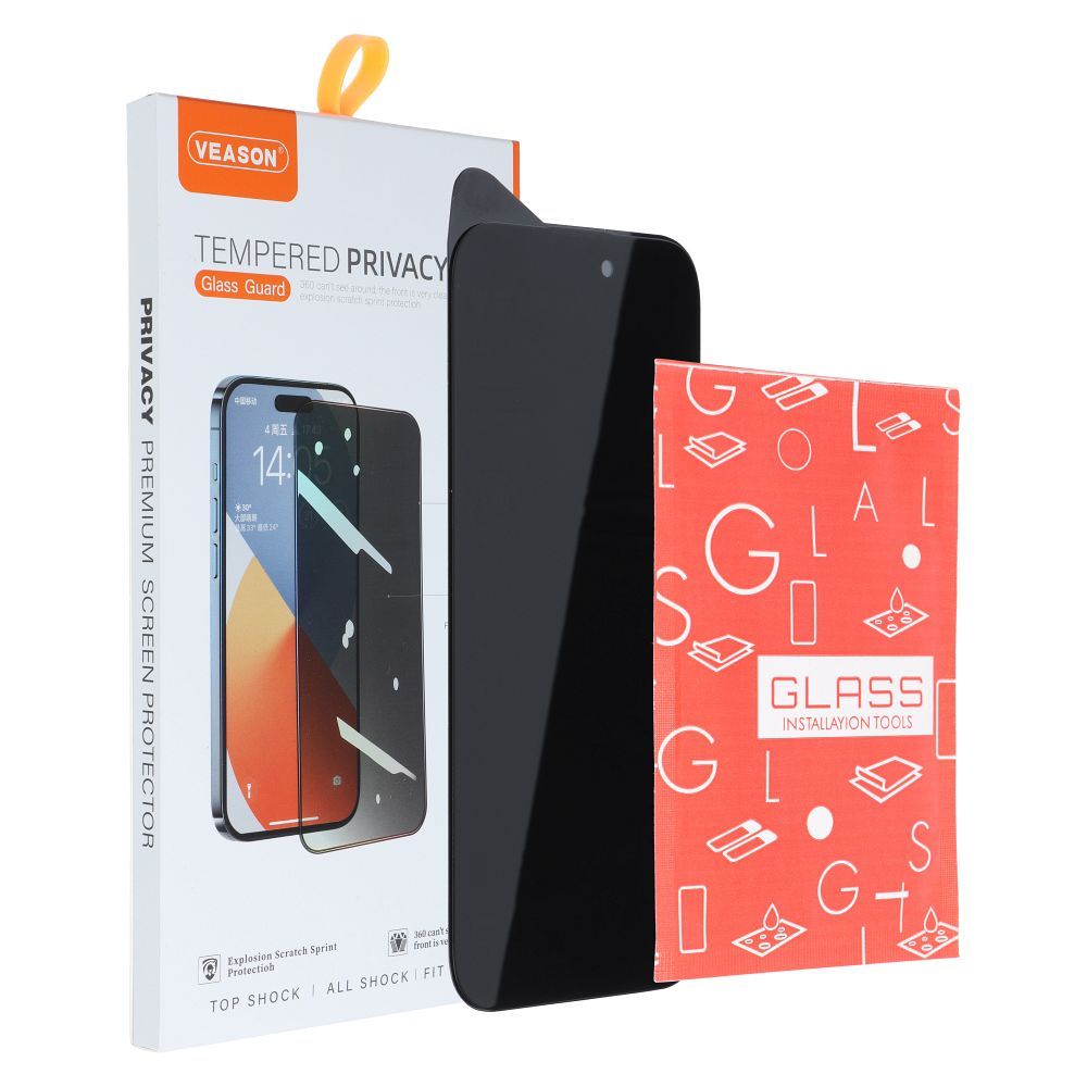 6D Veason Pro Privacy Glass – pro iPhone 14 Pro Max, černé