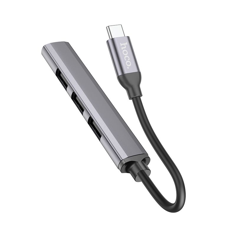 Adaptér HUB 4 v 1 (USB 3.0 + USB 2.0 × 3) USB-A Hoco HB26, šedý