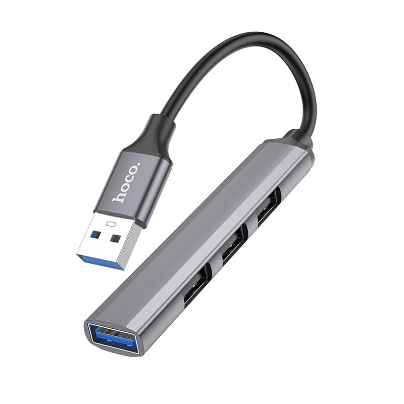 Adaptér HUB 4 v 1 (USB 3.0 + USB 2.0 x 3) USB-A Hoco HB26 šedý