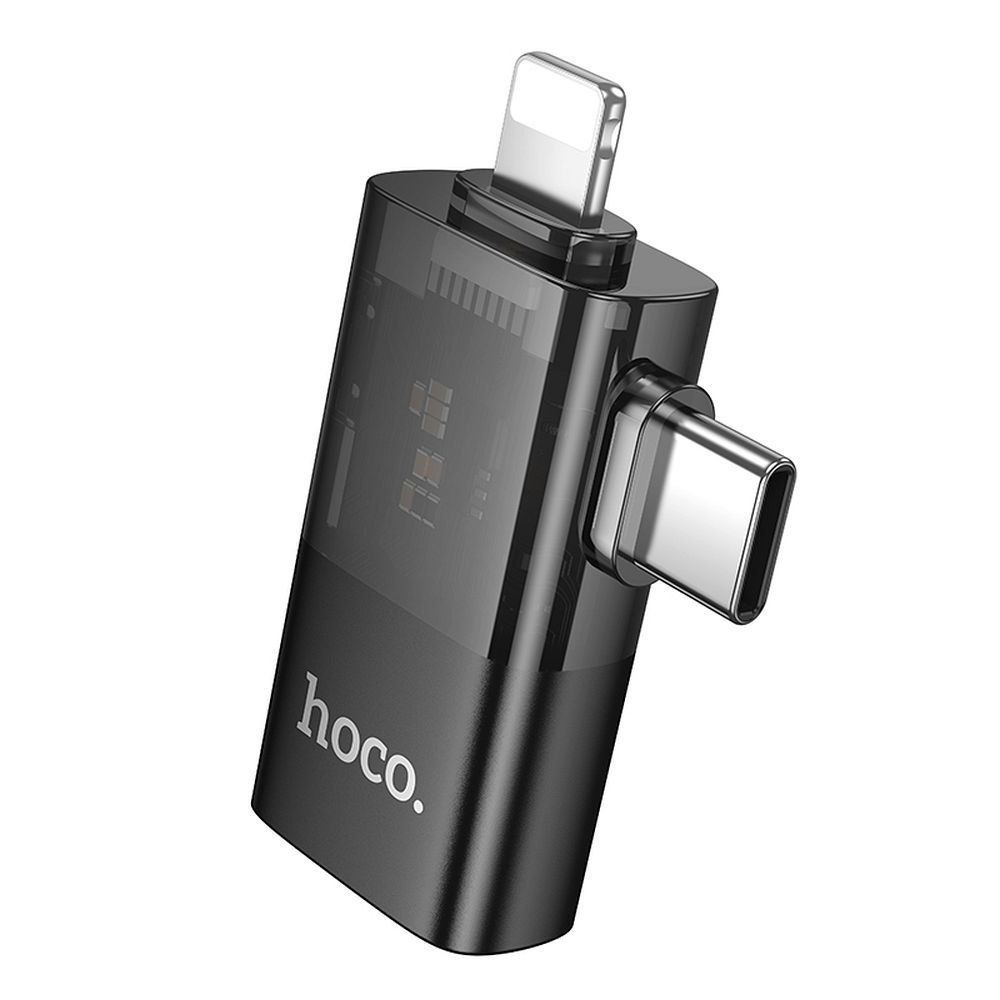 Adaptér OTG 2 v 1 Lightning / USB-C na USB-A Hoco UA36E, černý