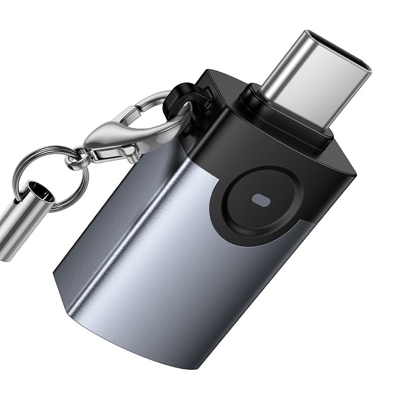 Adaptér OTG USB-C na USB-A Hoco 3A UA46C, šedý
