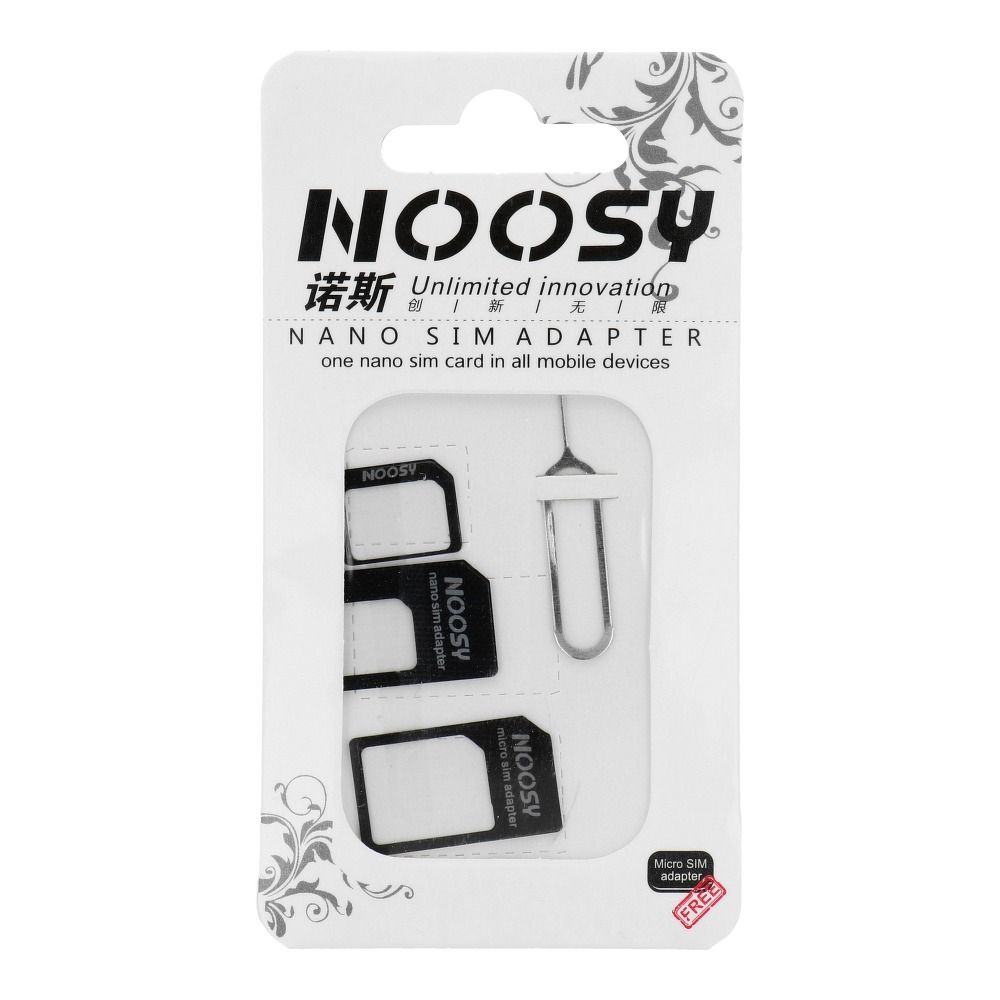 Adaptéry Nano SIM/Micro, Micro SIM a Nano/SIM (NOOSY 3 v 1), černé