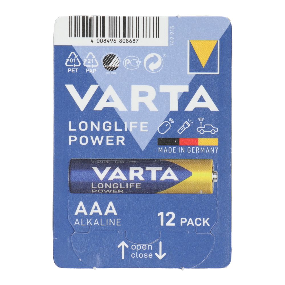 Alkalická baterie VARTA R3 (AAA) Longlife, 12 kusů