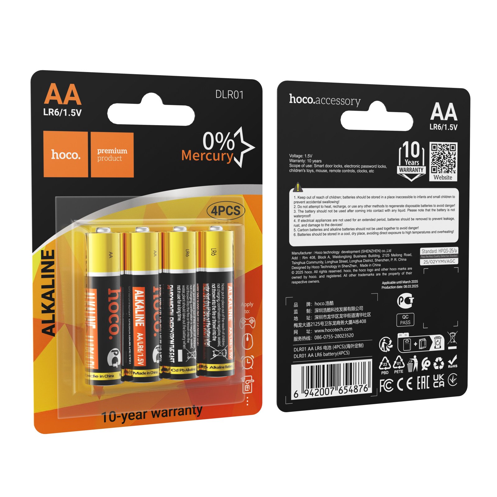 Alkalické baterie R6 (AA) Hoco DLR01, 4 kusy
